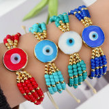 Coloful bead glass evil eye bracelet