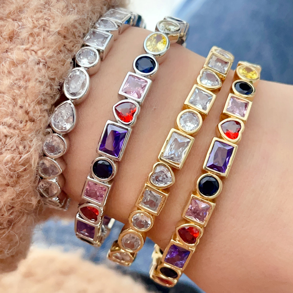 Coloful zircon cuff