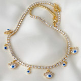 Enamel eye charm tennise necklace