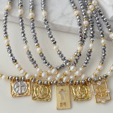 Fe grey chinese crystal necklace