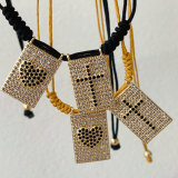 Pave square cross necklace