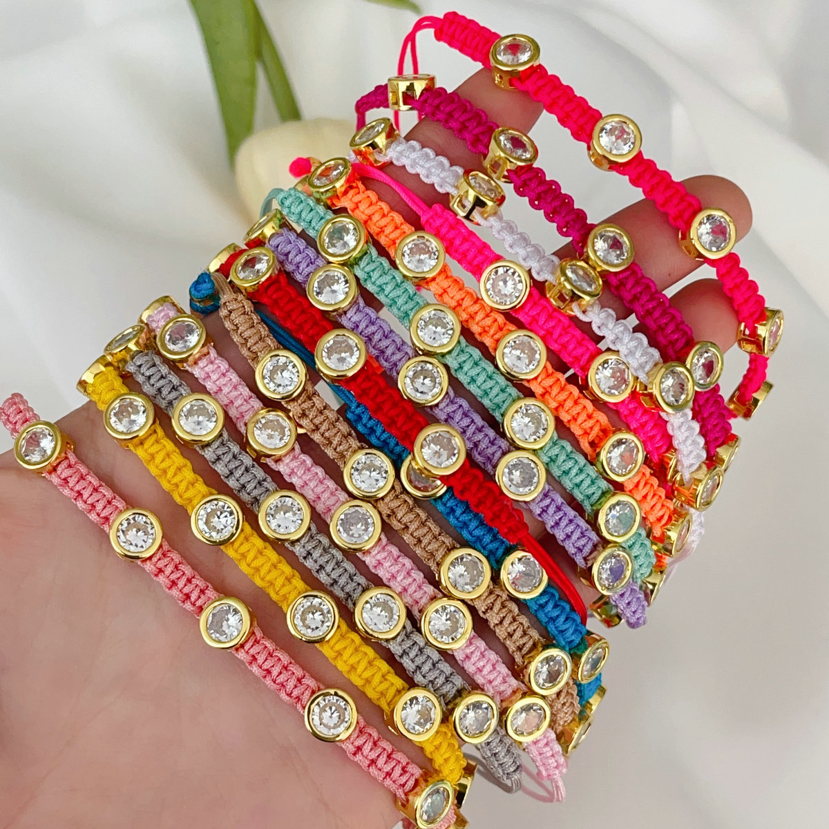 Handmade round zircon bracelet