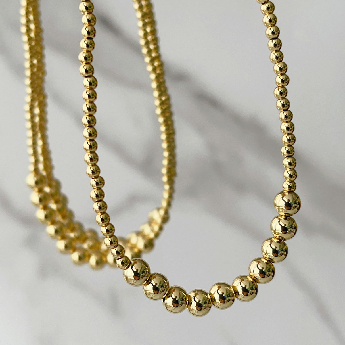 Brass gold bead necklace
