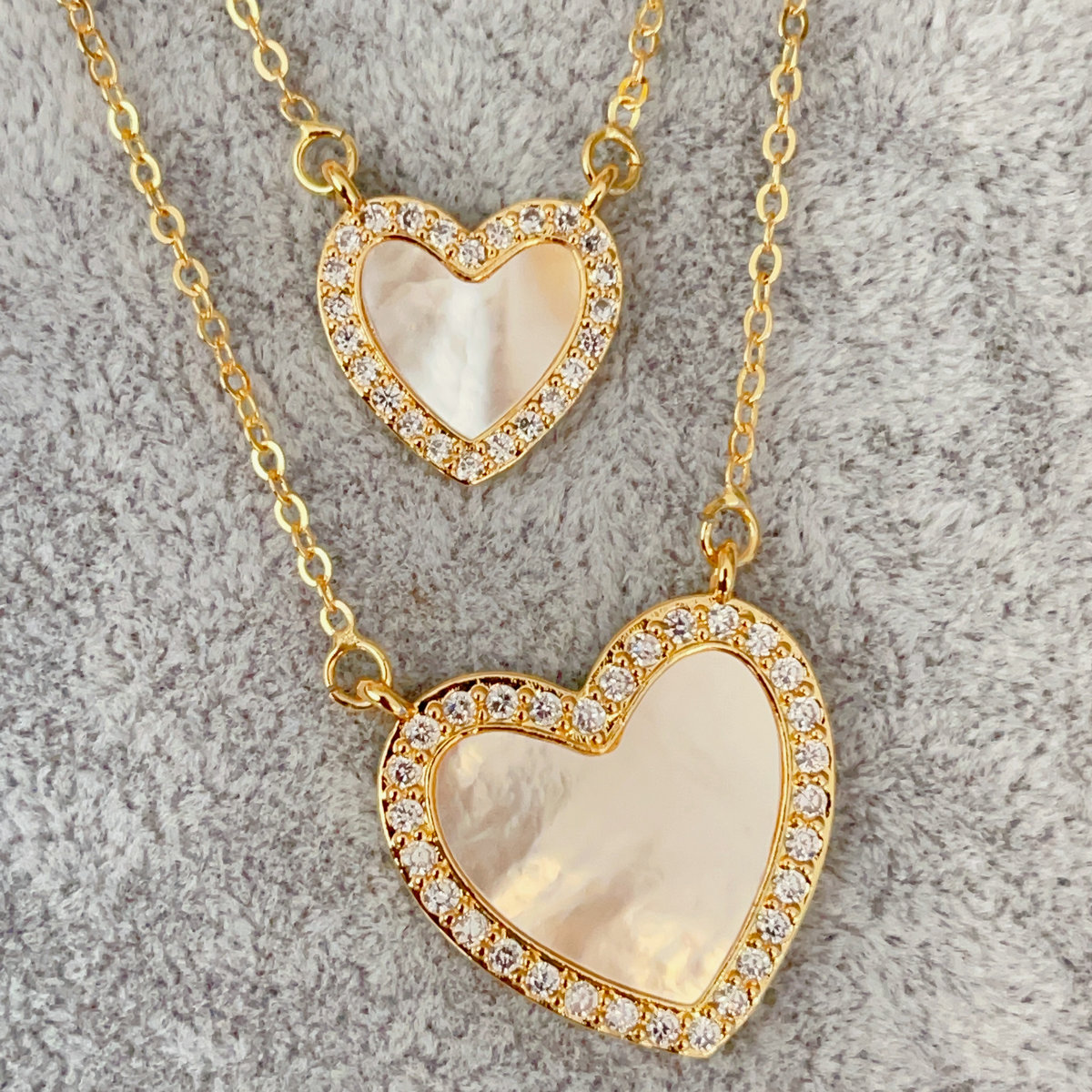 Mop heart pendant necklace ( with chain )