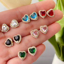 Pave heart earrings stud