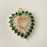 Pave green heart pendant