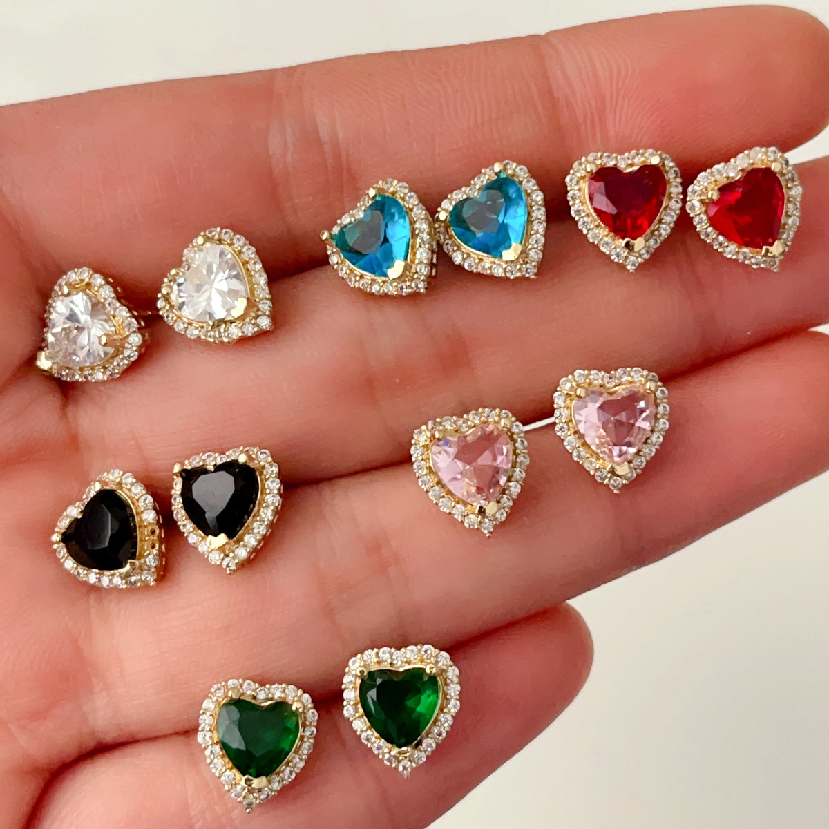 Pave heart earrings stud