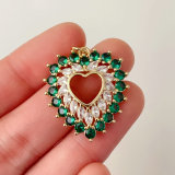 Pave green heart pendant