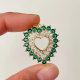 Pave green heart pendant