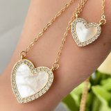 Mop heart pendant necklace ( with chain )