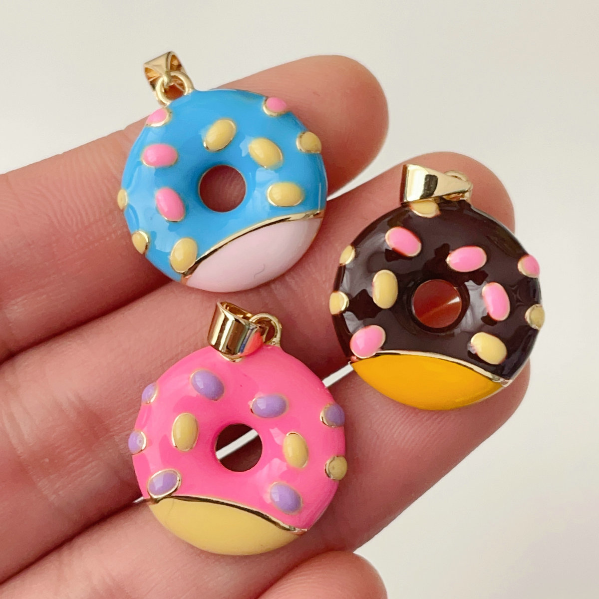 Enamel doughnut pendant