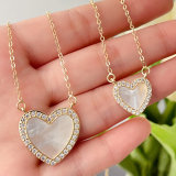 Mop heart pendant necklace ( with chain )