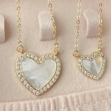 Mop heart pendant necklace ( with chain )