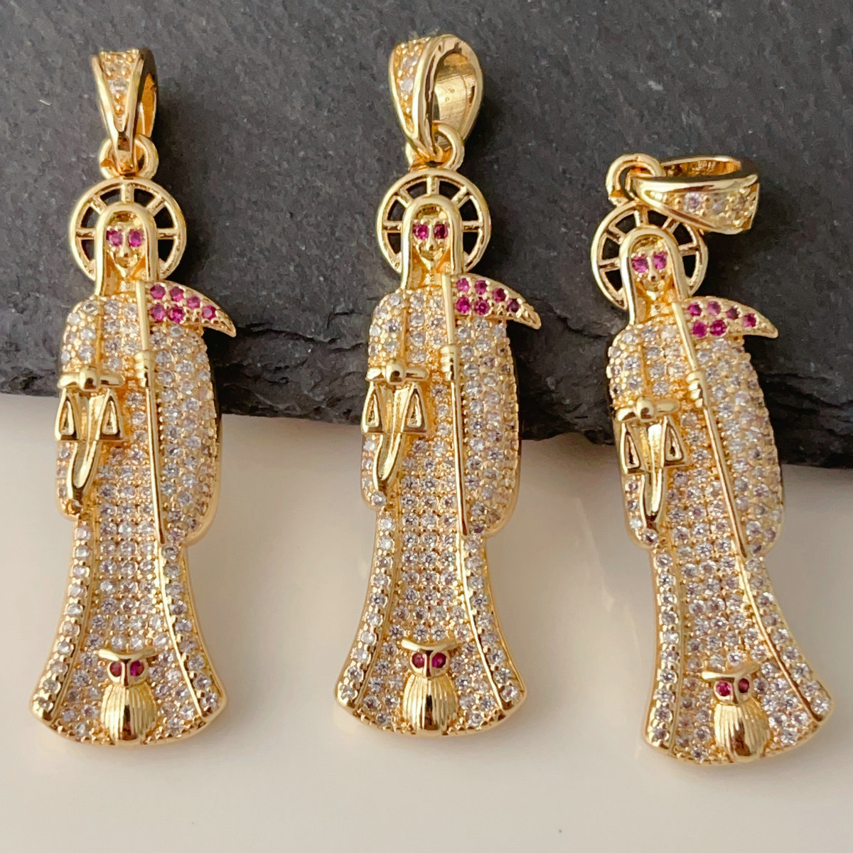 Pave god of death pendant