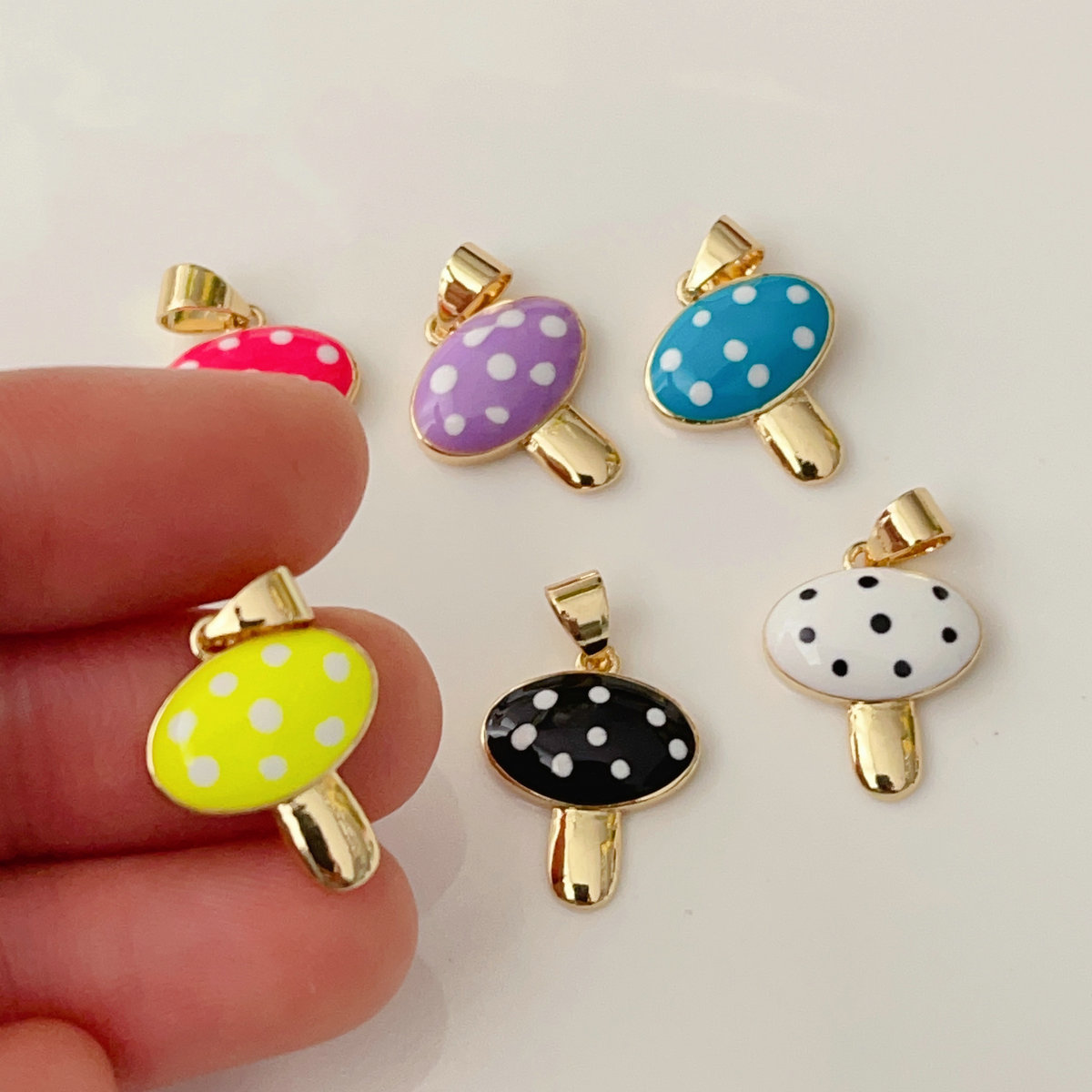 Enamel mushroom charm