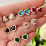 Pave heart earrings stud