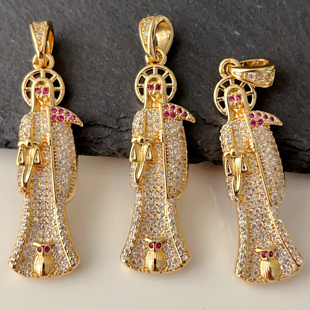 Pave god of death pendant