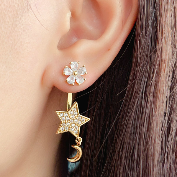 Pave star earrings