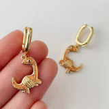 Yellow stone dinosaur drop earrings