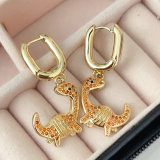 Yellow stone dinosaur drop earrings