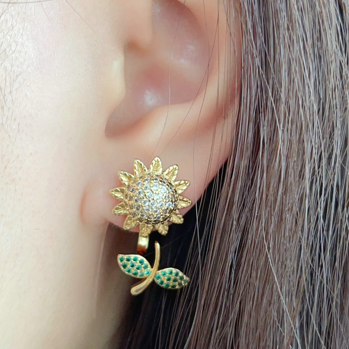 Pave Sunflower earrings