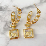 Chain hoops earrings with perfume bottle pendant