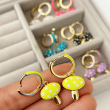 Enamel mushroom drop earrings