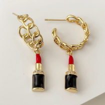 Enamel lip earrings