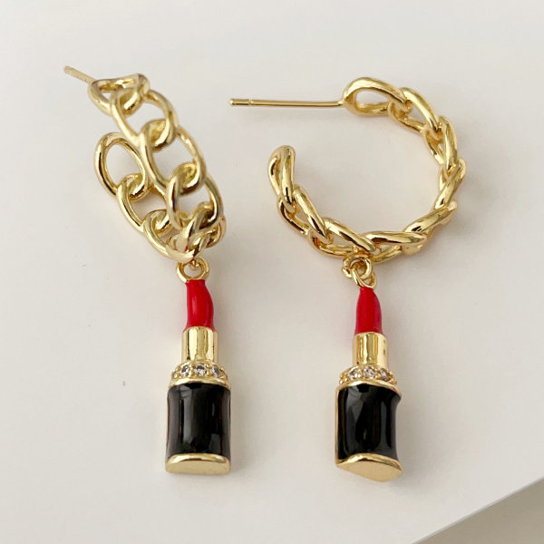 Enamel lip earrings