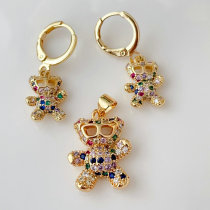 Colorful bear earrings with pendant set