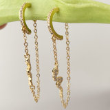 Pave long chain earrings