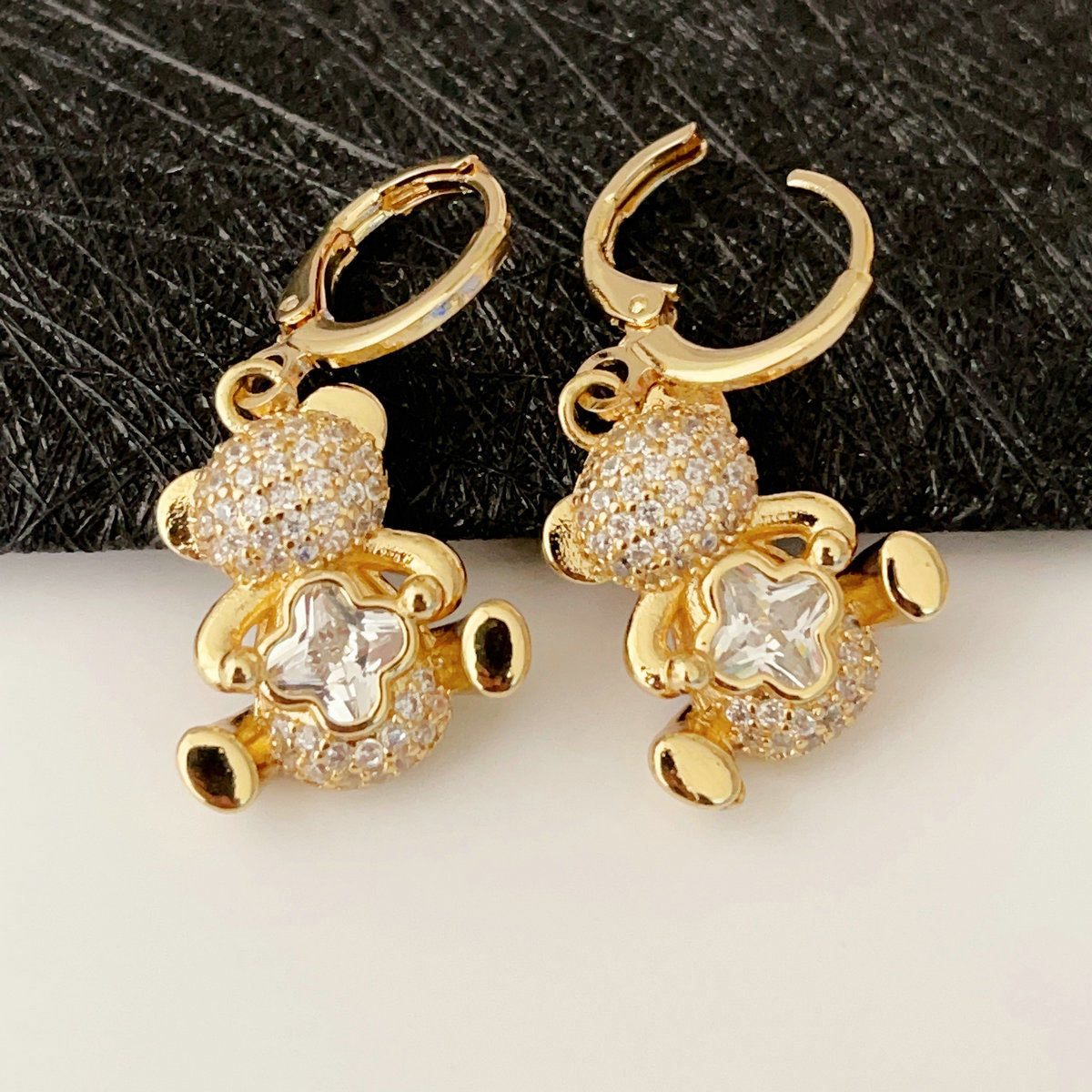 Pave bear earrings
