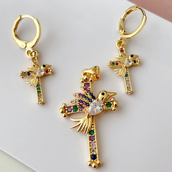 Colorful bird set earrings