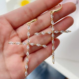 Pave cross pendant earrings