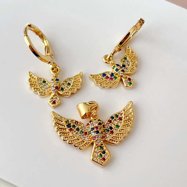 Colorful eagle set earrings