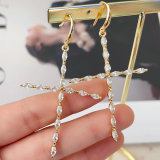 Pave cross pendant earrings