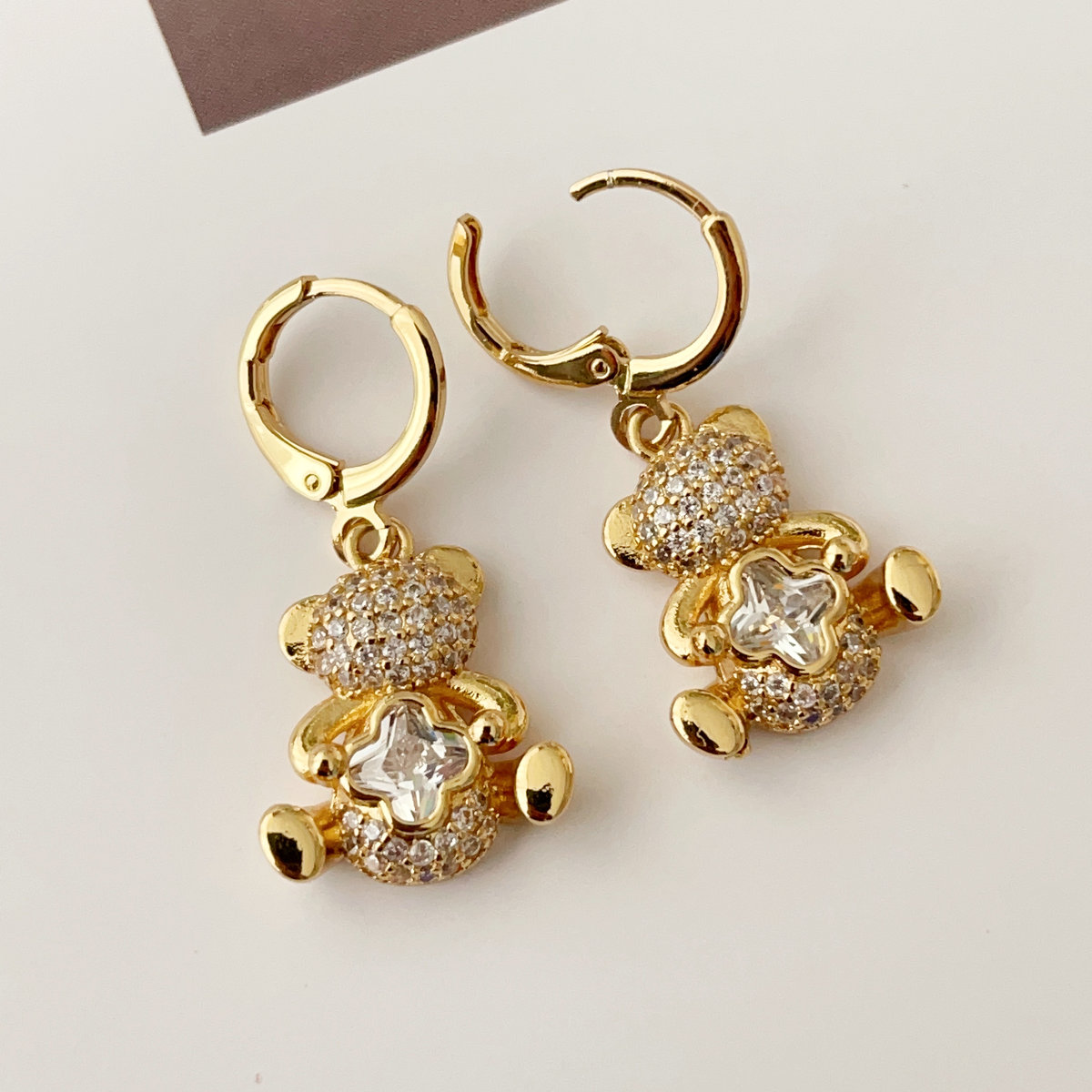 Pave bear earrings