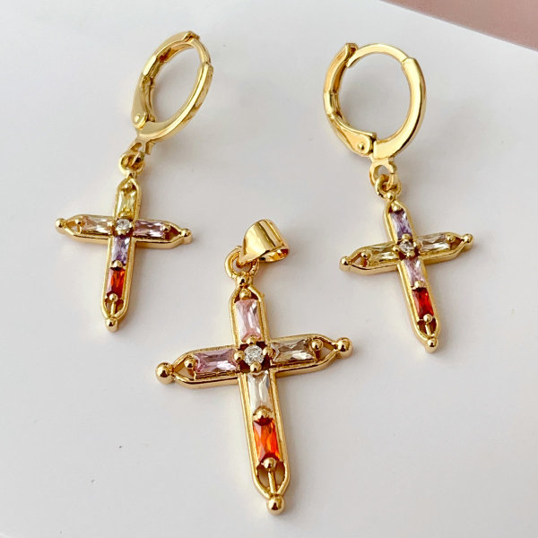 Set cross earrings