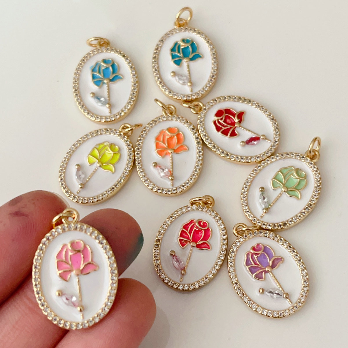 Enamel flower pendant
