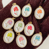 Enamel flower pendant