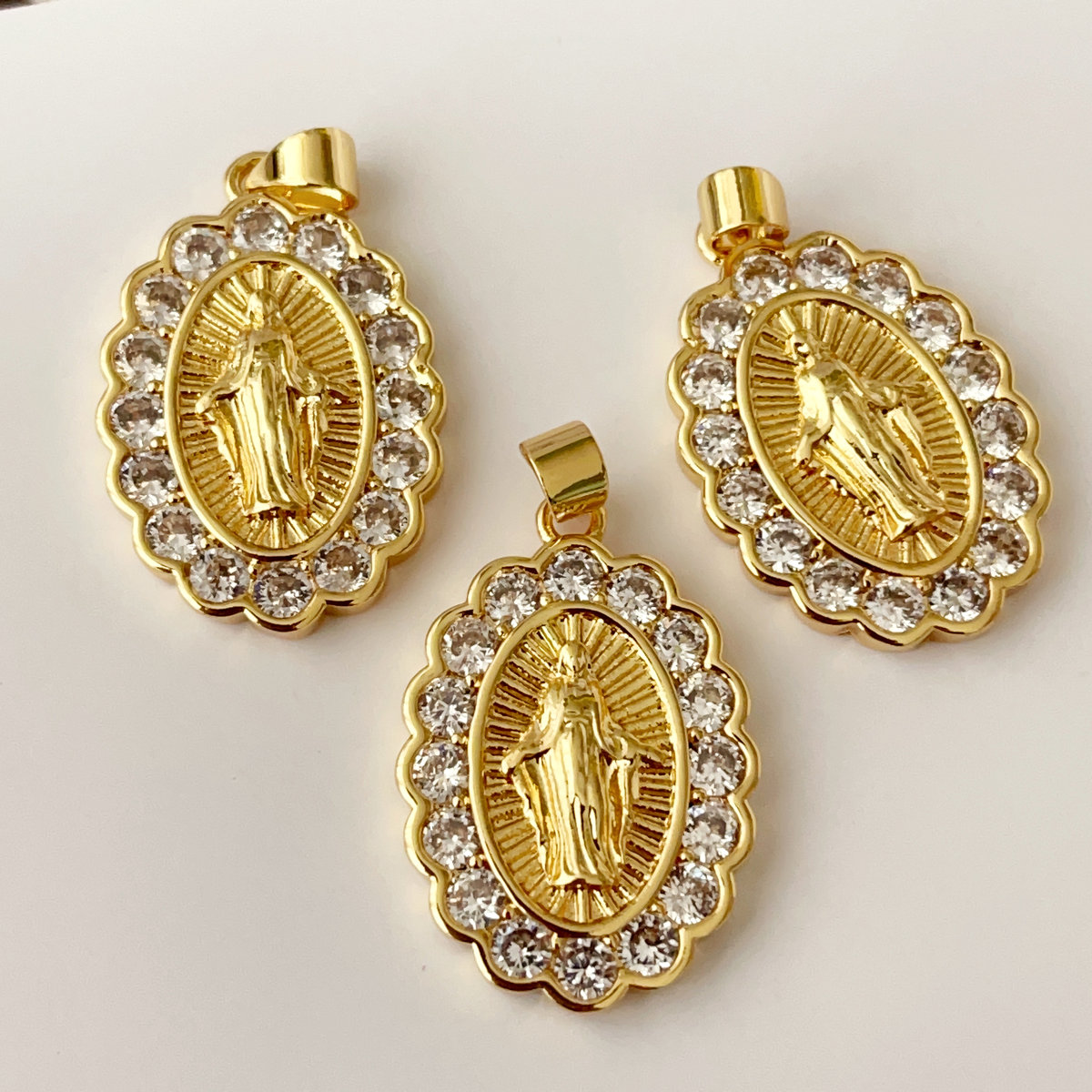 Pave virgin mary charm