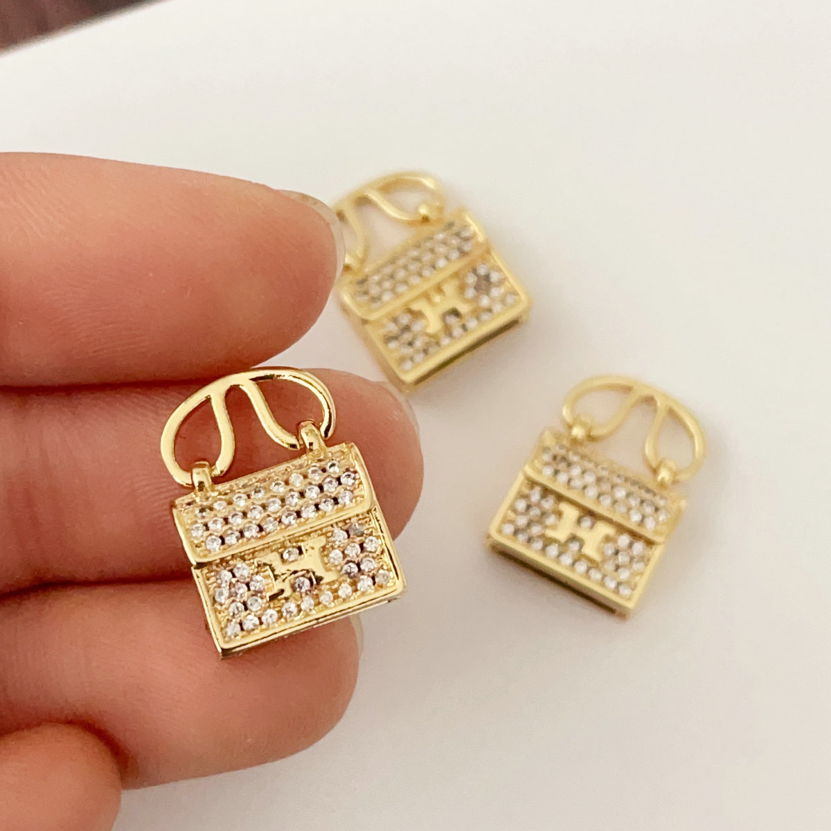 Small pave bag charm