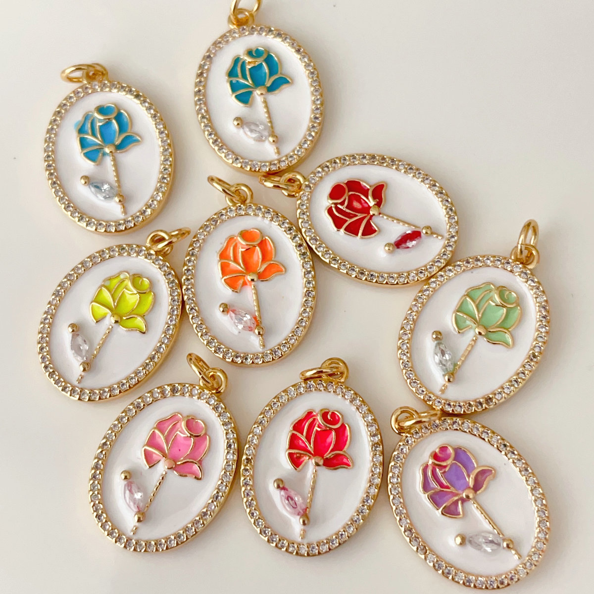 Enamel flower pendant