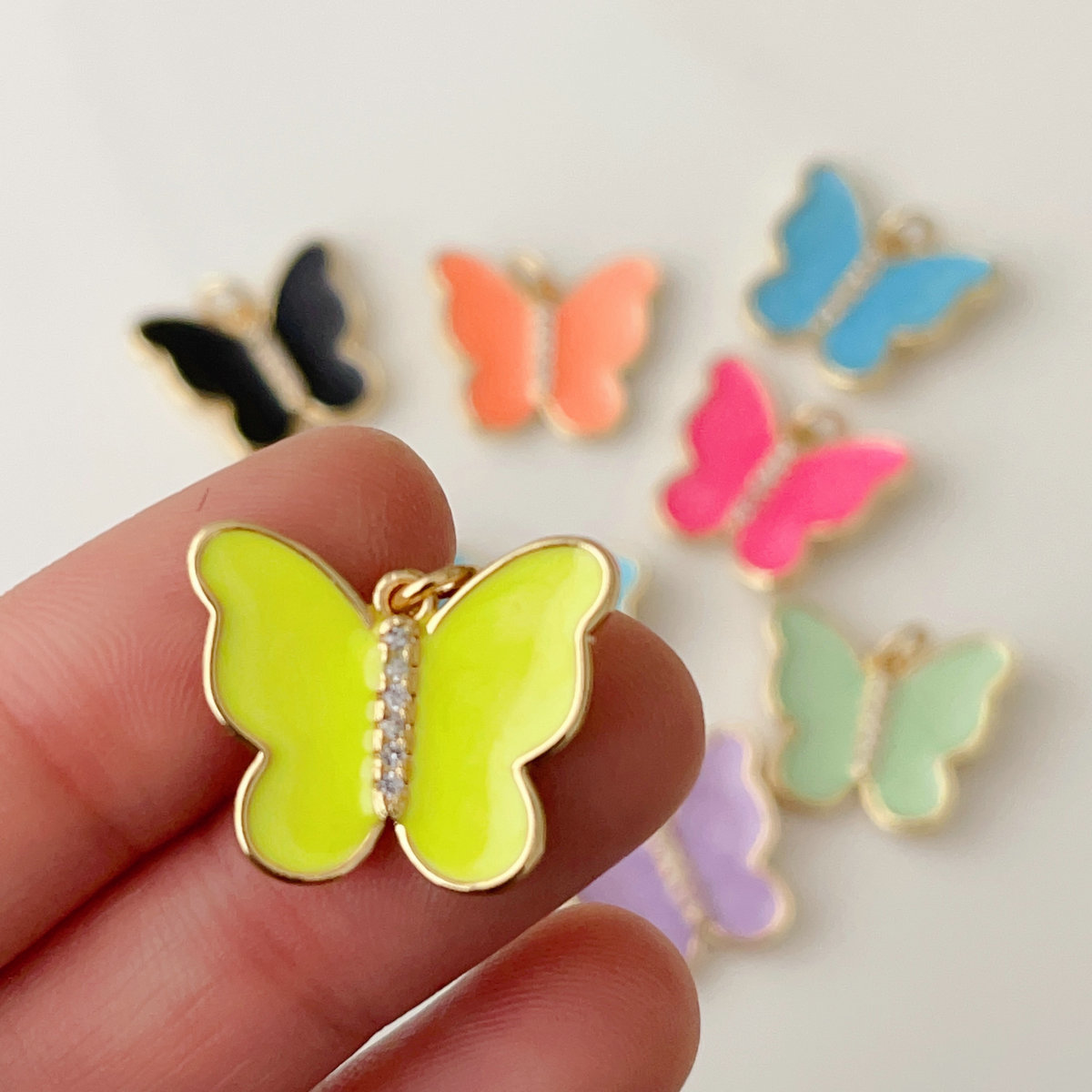 Enamel butterfly pendant