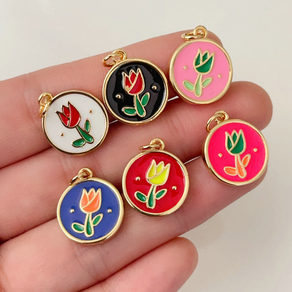 Enamel flower pendant