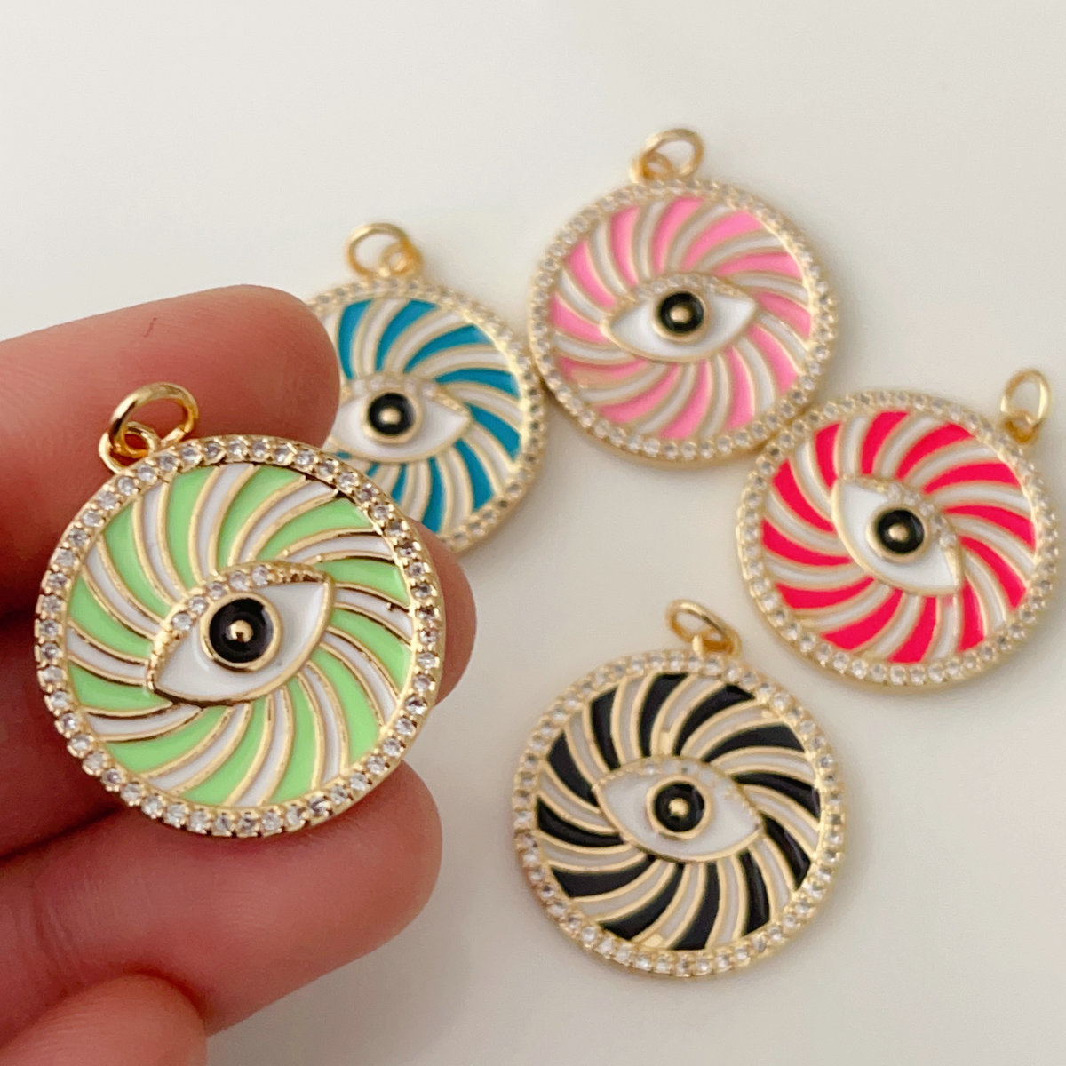 Enamel eye pendant