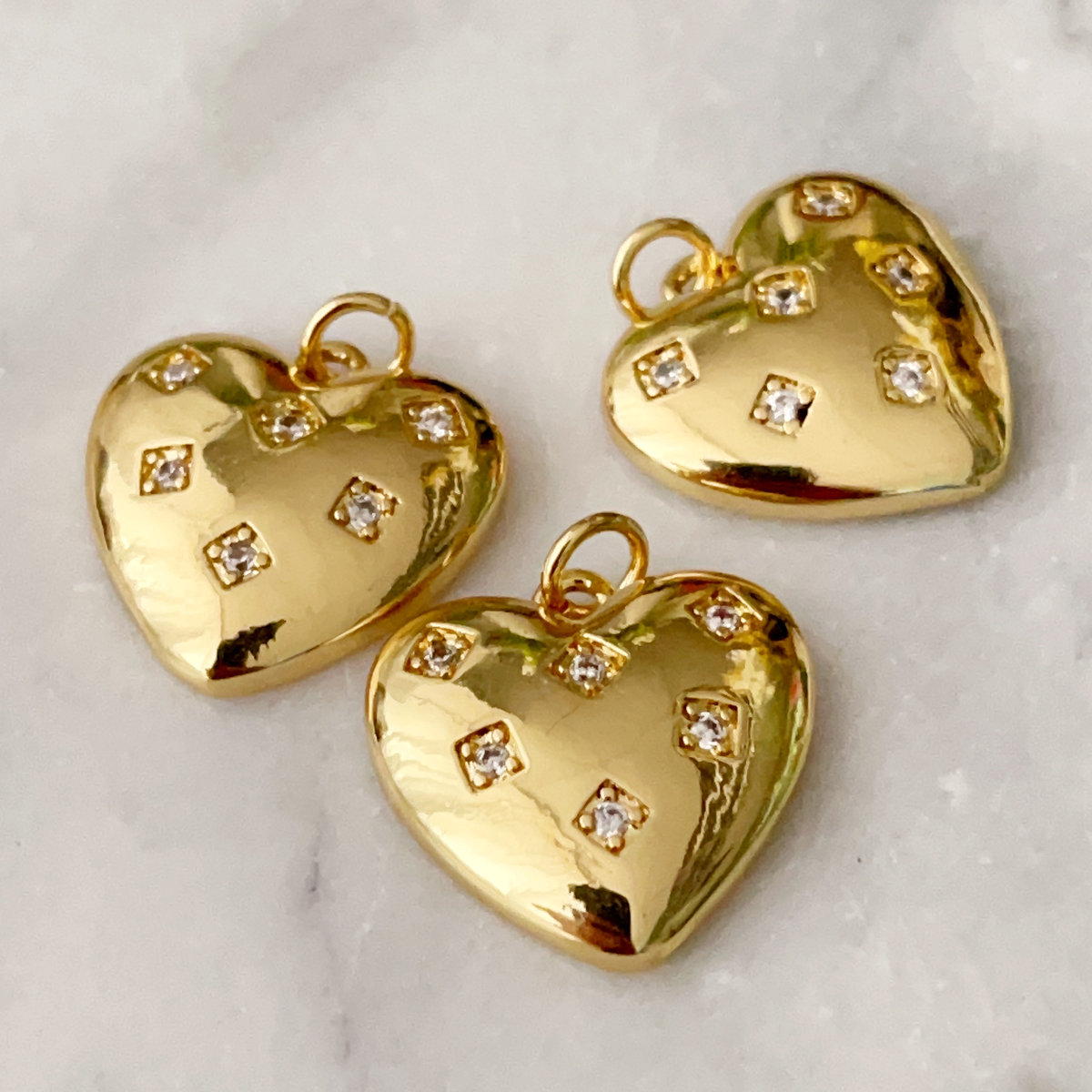 Pave gold heart star charm