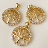 Pave round tree pendant