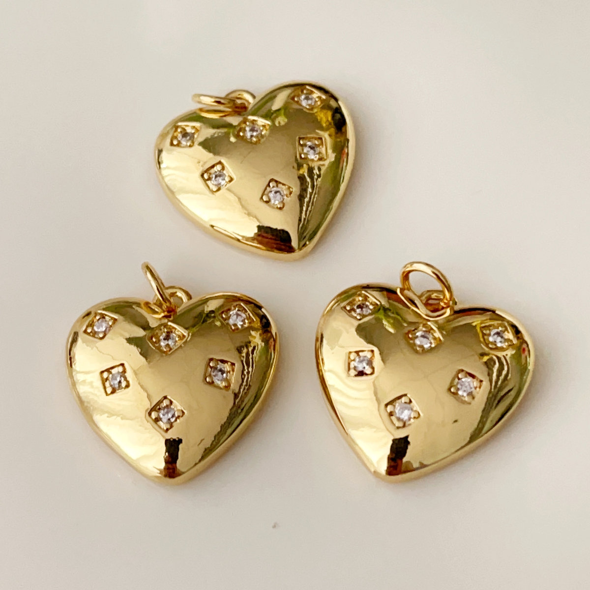 Pave gold heart star charm