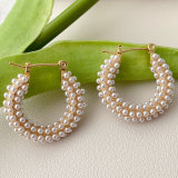 Mini pearl hoops earrings